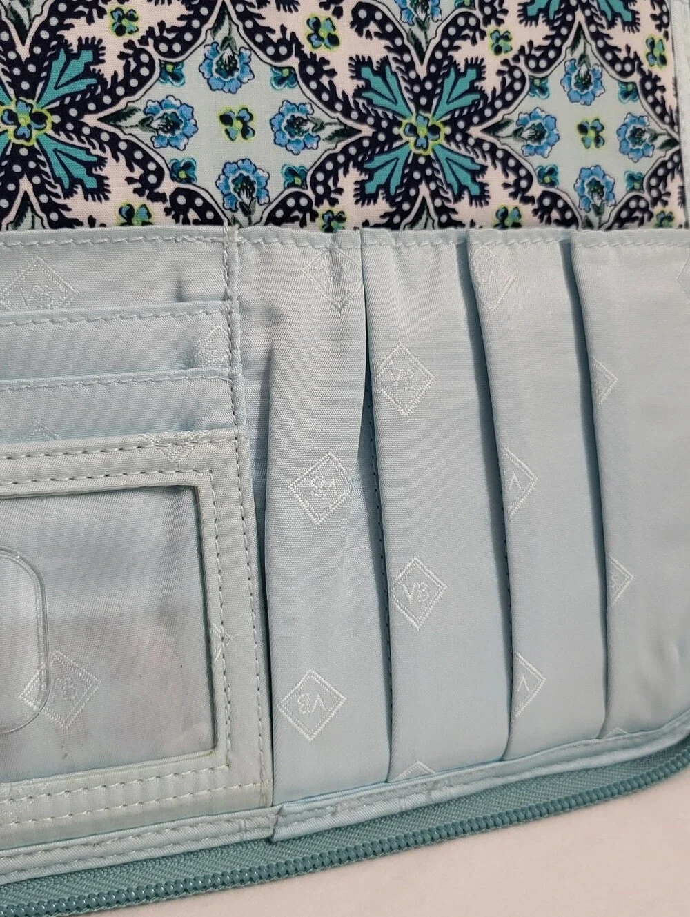 VERA BRADLEY Blue Cloud Vine Floral Zip-up School Organizer Folder Tech Case NEW